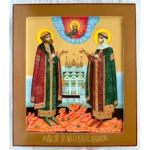 Рукописная икона Петр и Феврония